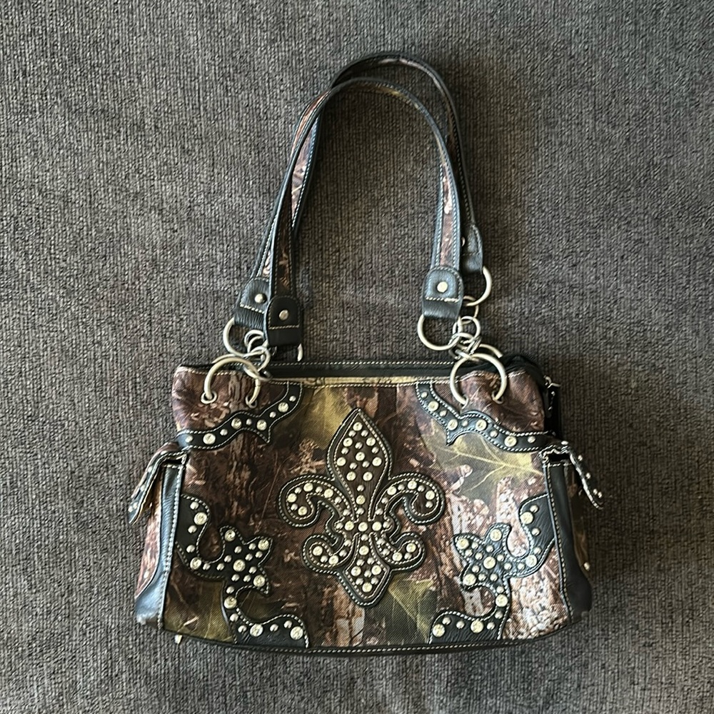Camo rhinestone purse